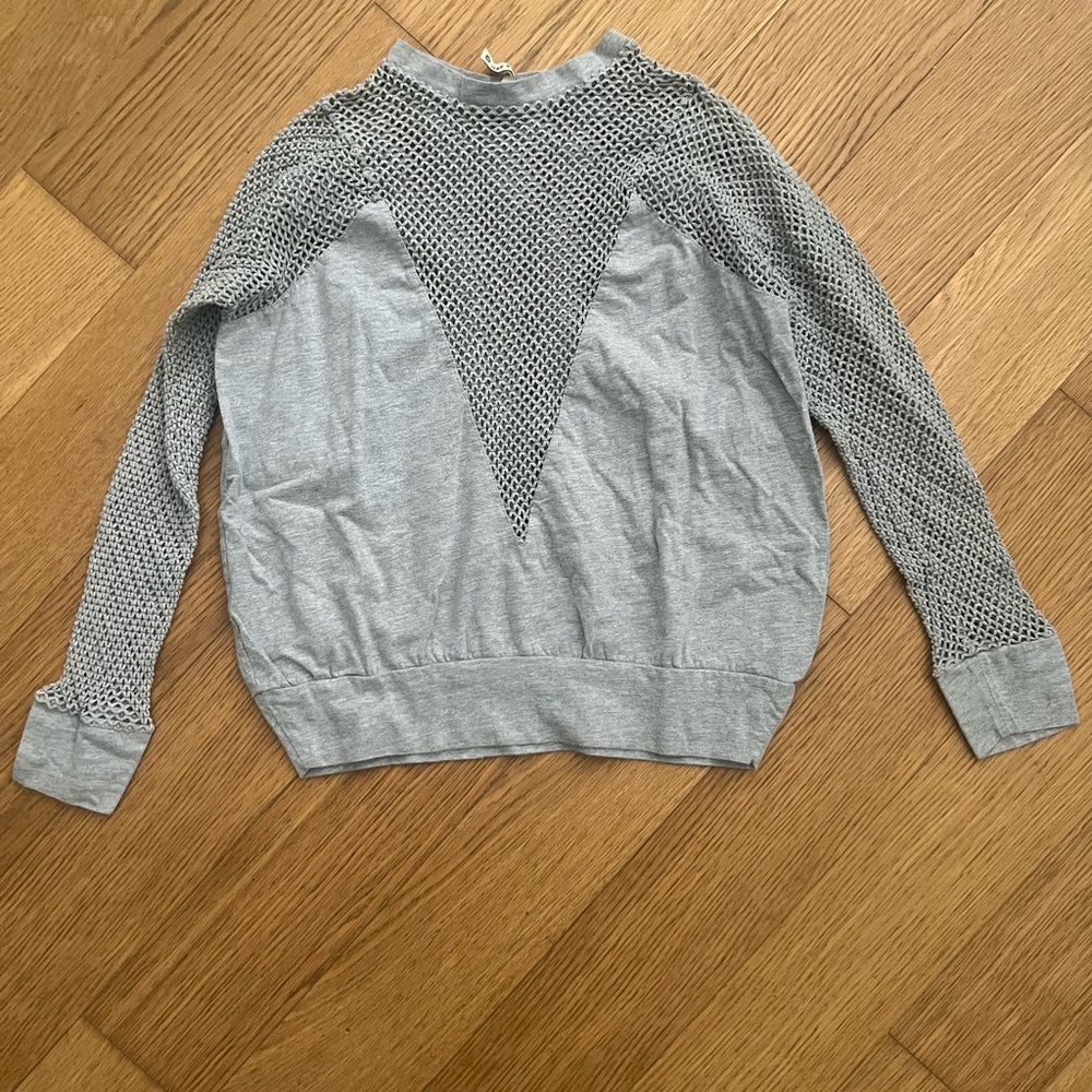 LF Emma & Sam Gray Mesh Oversize Sweater Size XS